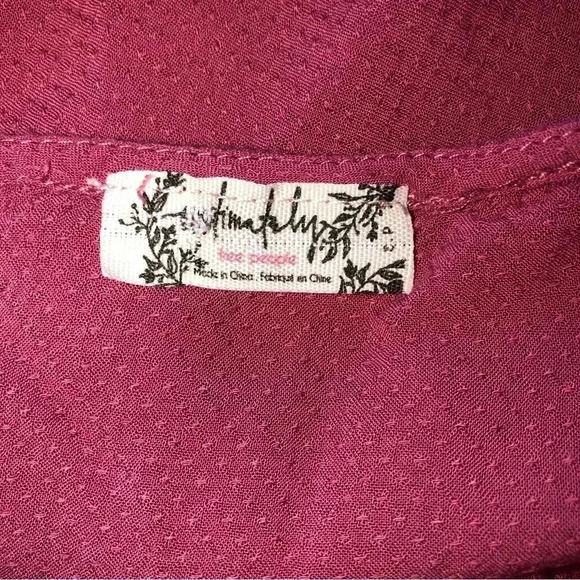 Free People Intimately Dobby Dot Rose Pink Lace Trim Cami Tank Top Size Small - Picture 7 of 7